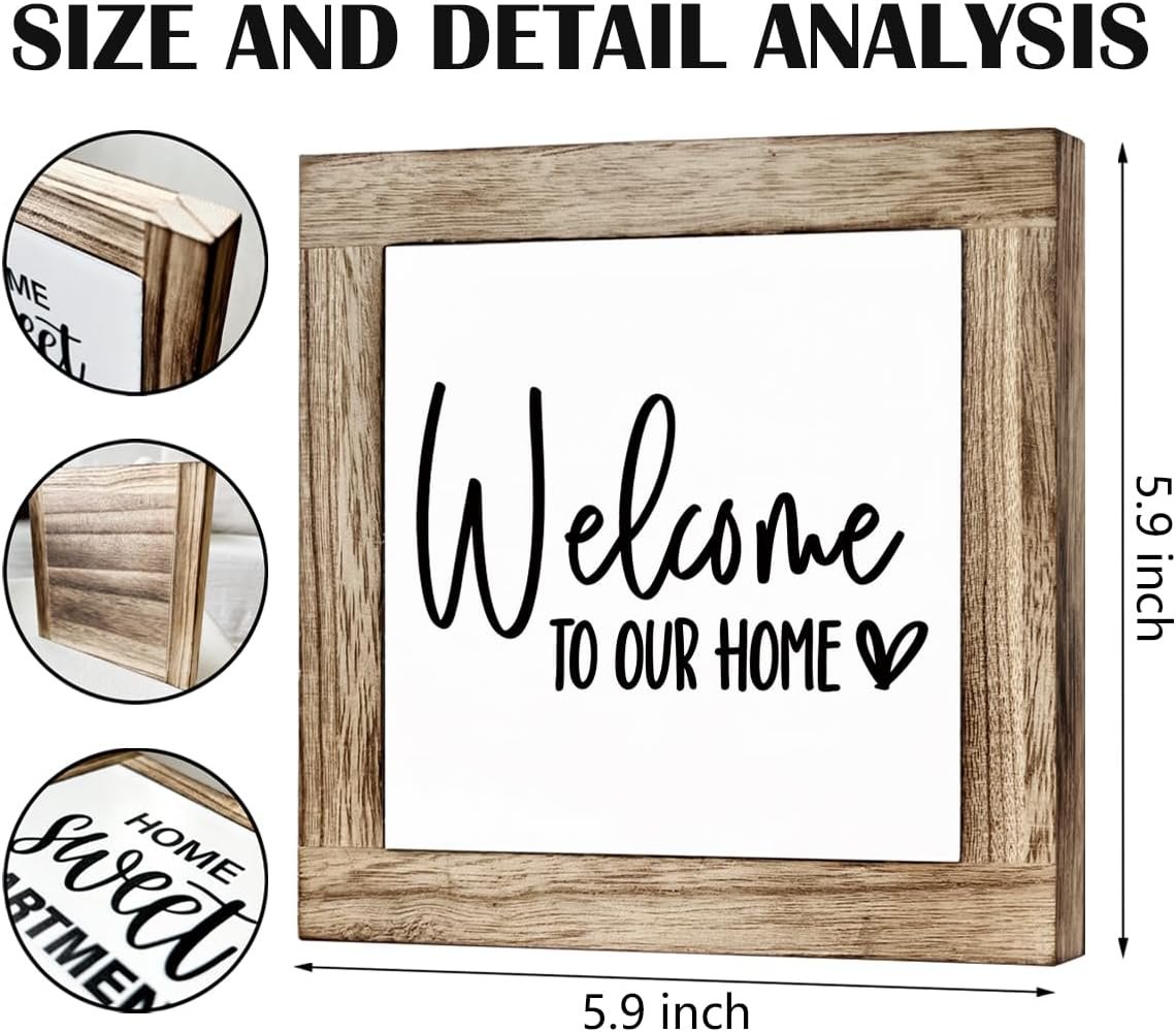 Welcome Sign, Wooden Box Signs for Home Decor, Freestanding Welcome Decor Sign, Farmhouse Decor for Entryway, Front Door Decortion, Housewarming Tabletop Decortion - Image 3