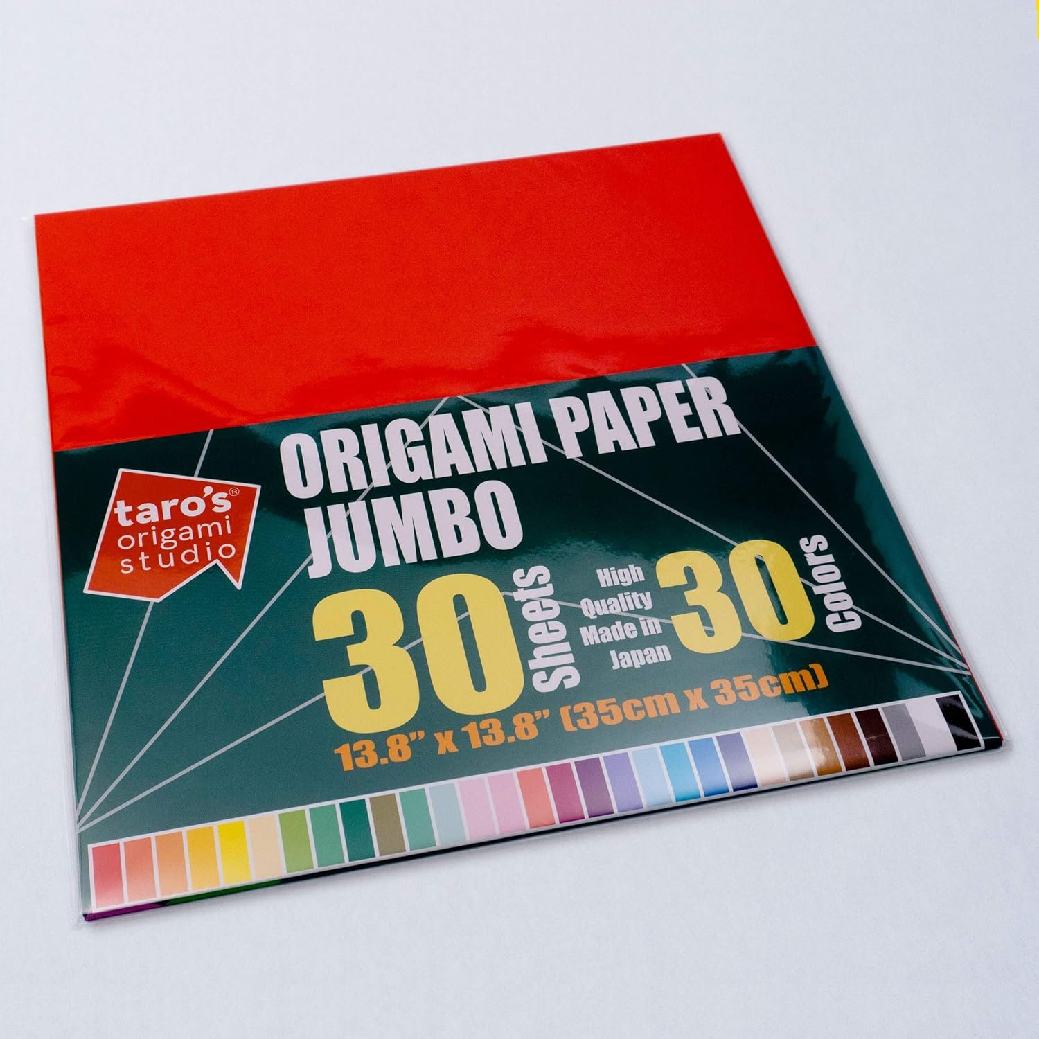 [Taro's Origami Studio] Jumbo 13.8 Inch One Sided 30 Colors 30 Sheets Square Easy Fold Premium Japanese Paper for Beginner (Imported Product From Japan) - Image 3