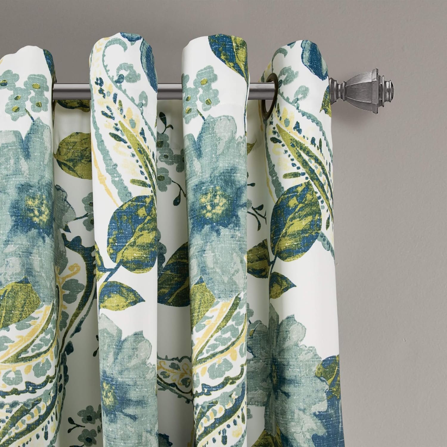 Lush Decor Floral Paisley Light Filtering Window Curtain Panel Pair, 52"W x 84"L, Blue - Image 3