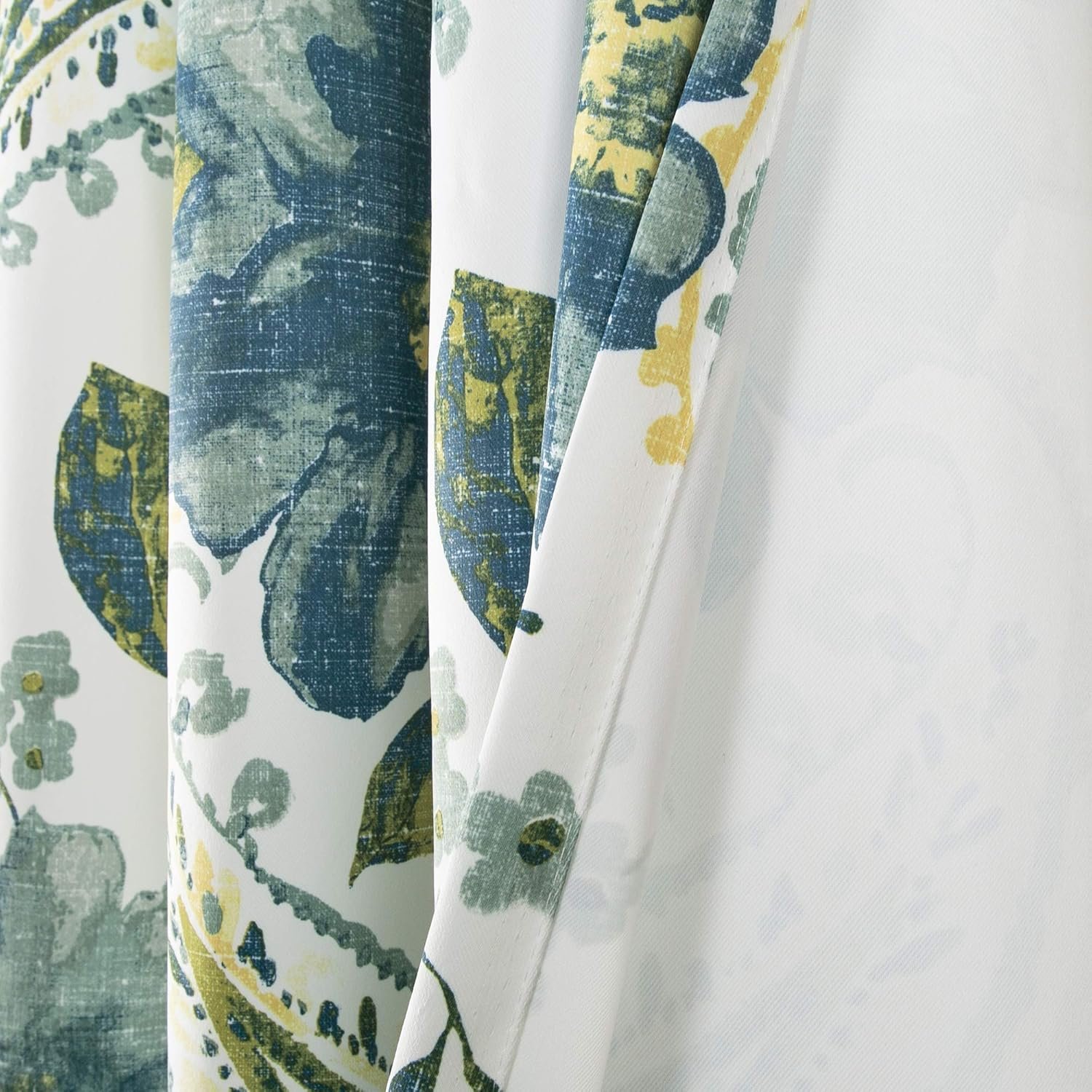 Lush Decor Floral Paisley Light Filtering Window Curtain Panel Pair, 52"W x 84"L, Blue - Image 5