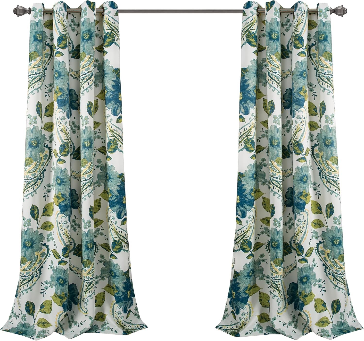 Lush Decor Floral Paisley Light Filtering Window Curtain Panel Pair, 52"W x 84"L, Blue - Image 8