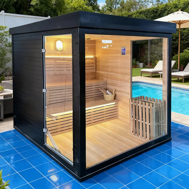 Outdoor Sauna Rest Area Wooden House Prefabricated Cedar Square Sauna Room Outdoor Sauna Rest Area Wooden House Prefabricated Cedar Square Sauna Room