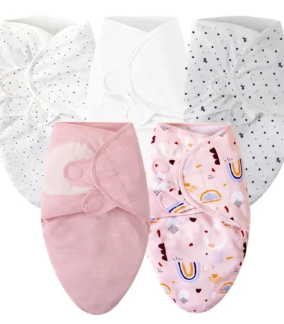 Baby Blanket Hat Set Cartoon Printed Cotton Newborn Swaddle Adjustable Infant Sleeping Swaddle Wraps All Seasons 0-6 Months 1