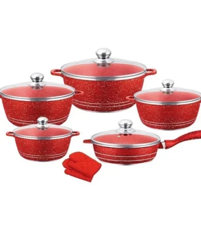Hot Sale 12-Piece Set Sustainable Non-Stick Kitchen Boutique Aluminum Pot Wok Stainless Steel Glass Soup Pan House Hold Cooking 1