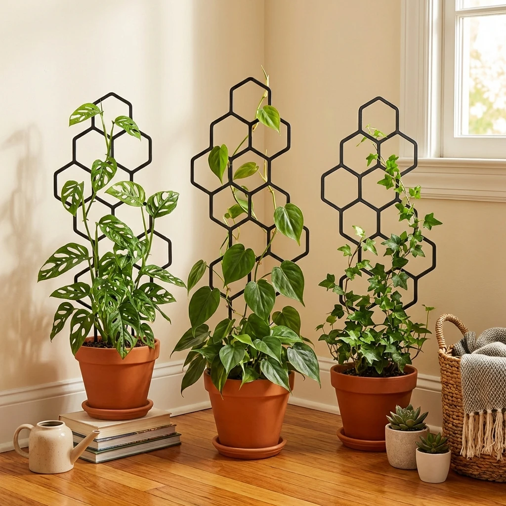 2pcsHoneycomb Design Plant Trellis, Rustproof Plastic Support for Potted Vines and Flowers, Indoor Outdoor Garden Climbing Frame 2pcsHoneycomb Design Plant Trellis, Rustproof Plastic Support for Potted Vines and Flowers, Indoor Outdoor Garden Climbing Frame