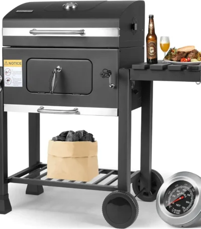5~10 People BBQ Camping Charcoal Barbecue Stove 2 Wheels Luxurious Configuration Family Garden Outdoor Home Barbecue Grill 1