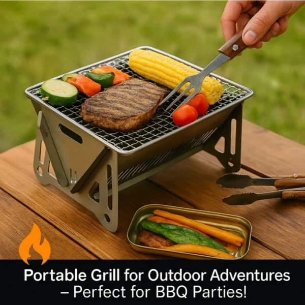 Portable Charcoal BBQ Grill Foldable Compact Outdoor Cooking Grill for Camping, Picnics, Backyard – Small & Durable