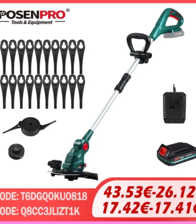 20V Grass Trimmer and Edge Lawn Mower Cutter 26cm Cutting Diameter Adjustable Cutting Angle, Telescopic Shaft, Auxiliary Handle 1