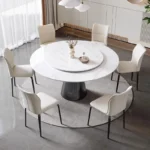 High Quality Modern Luxury Marble Round Dining Table Chair Set 4 6 8 Seater Home Kitchen Restaurant Living Room  Metal Furniture