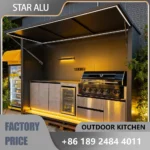 Enjoy outdoor meals with your family a refrigerator and a barbecue grill create the perfect outdoor kitchen.