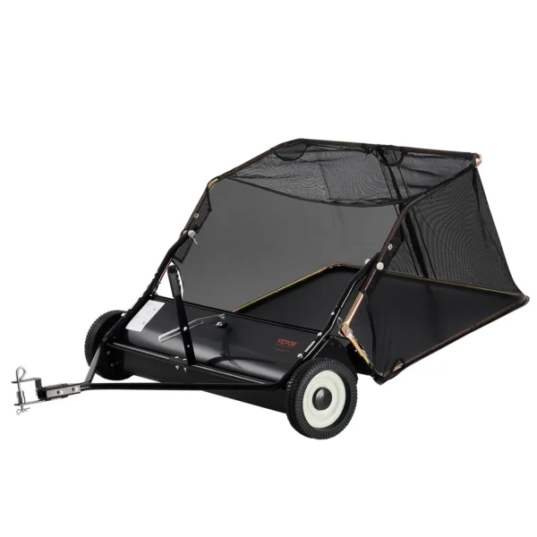 SucceBuy 42-inch Lawn Sweeper Tow Behind 12 cu.ft.Heavy Duty Leaf Grass Collector Adjustable Height for Picking Up Debris Grass