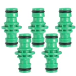 5Pcs Double Plug Hose Connector Extender for Garden Pipe Connecting Fast Release Quick Joint Irrigation Watering System Fitting