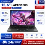 15.6-inch Full HD IPS Laptop with Intel Core i3, Windows 11 Pro, 16 GB RAM, 512 GB SSD, Wi‑Fi 5, Bluetooth 5.0, French keyboard, keyboard protective film, fingerprint reader, lightweight laptop for students, work, and desk use, 1920×1080 display