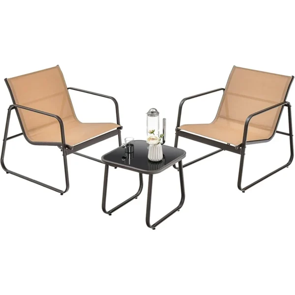 3-Piece Garden Furniture Set, Balcony Set with 2 Chairs and Table,Balcony Furniture with Breathable Fabric,Patio Furniture