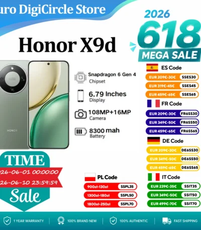 HONOR X9d global version, 6.79" AMOLED screen, 8300 mAh battery, 108 MP camera, NFC 1