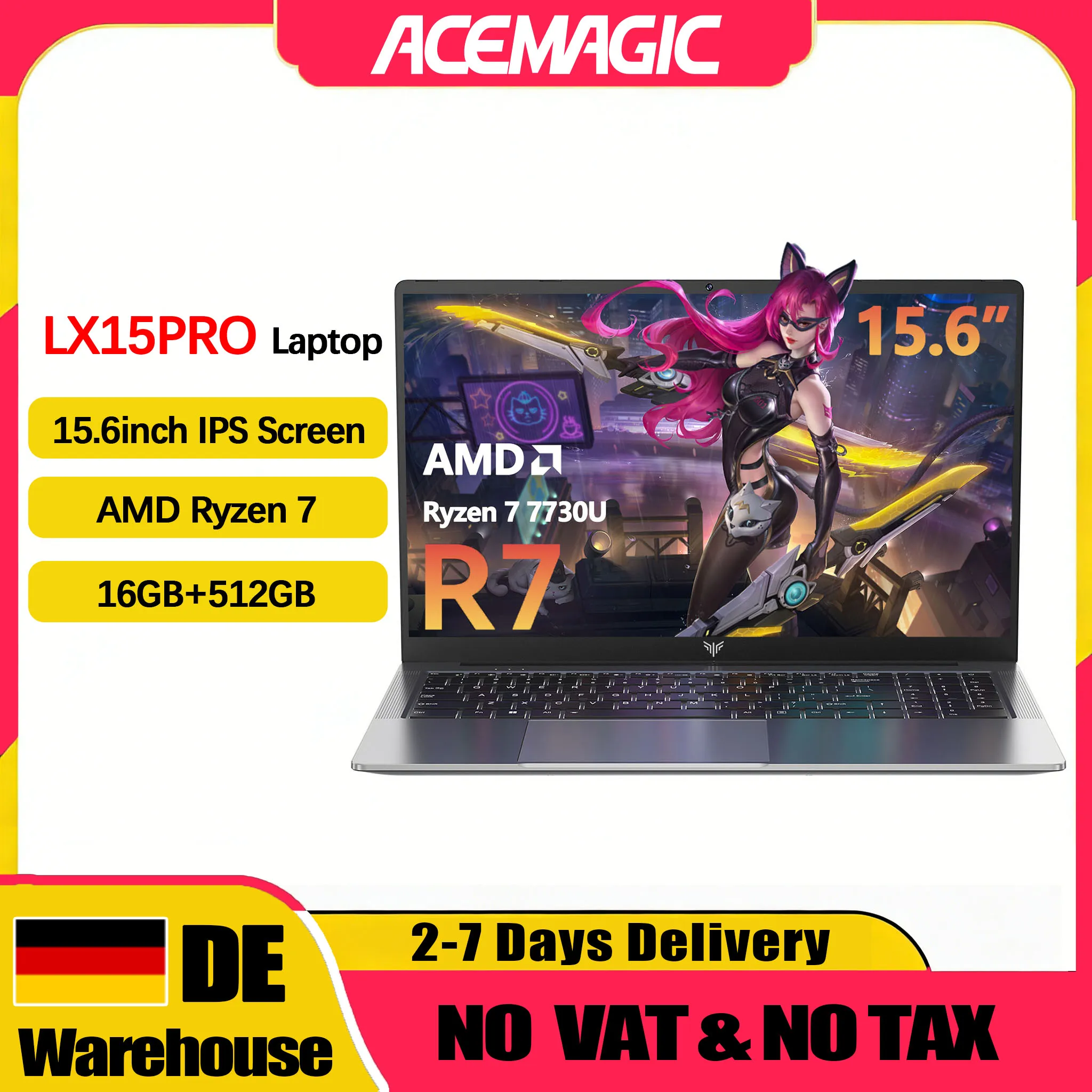 ACEMAGIC LX15PRO Laptop Computer AMD Ryzen 7 7730U Windows Laptop 15.6-in IPS 16GB DDR4 512GB NVMe SSD Numeric Keyboard ACEMAGIC LX15PRO Laptop Computer AMD Ryzen 7 7730U Windows Laptop 15.6-in IPS 16GB DDR4 512GB NVMe SSD Numeric Keyboard
