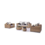 Luxury Wicker Rattan Sofa Furniture Patio Garden Set Armchair Outdoor Living Terrace Balcony Backyard Seat Set