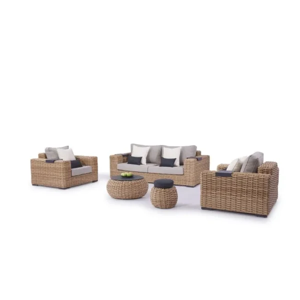 Luxury Wicker Rattan Sofa Furniture Patio Garden Set Armchair Outdoor Living Terrace Balcony Backyard Seat Set