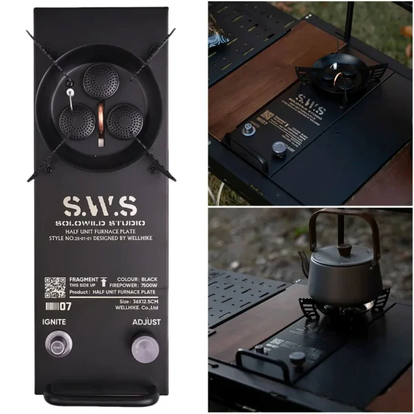 7500W IGT Half-Unit Gas Stove with Adjustable Burners High Power IGT Burner Portable Gas Camp Stove for Outdoor Camping Cooking