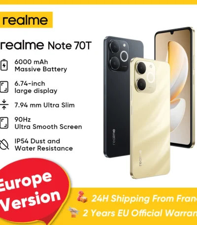 Realme Note 70 Pokemon pinata 4G Smartphone, Unisoc T7250 octa-core, battery 6000mAh, screen 90Hz x 1600Pixels inches, 15W fast charge, camera 50 MP, android 15 IP54 portable phone 1