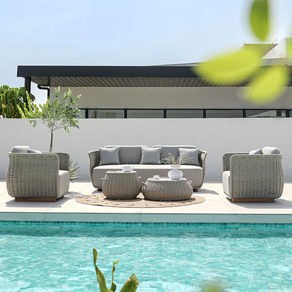Rattan Wood Garden Furniture Sets Beach Fabric Garden Furniture Sets Round Backyard Muebles De Patio Exterior Patio Furnitures