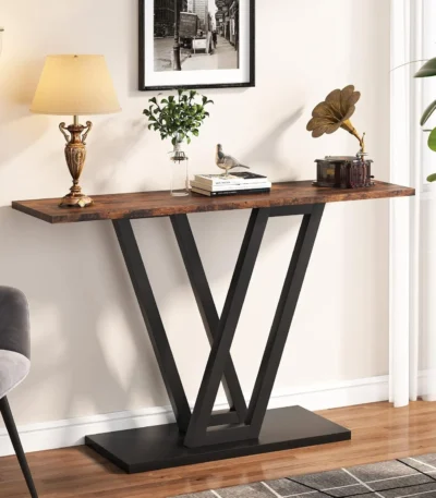 Console Table, Industrial Hallway Table for Entryway, 43 Inch Entryway Tables Narrow Sofa Table for Living Room, Rustic Brown 1