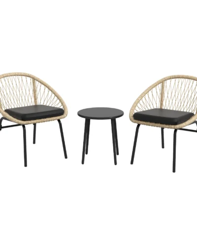 3-piece rattan garden furniture set, balcony furniture set with coffee table & 2 chairs, seating set with cushions, weatherproof 1