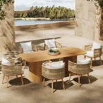 Designer Soild Wood Garden Sets Veranda Quality Lounge Waterproof Patio Set Table And Chairs Nordic Meble Ogrodowe Furniture