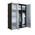 Modular Wardrobe with 12 Cubes Modular Shelf with Doors DIY Wardrobe Organizer Plastic Cabin Structures, 111x47x147 cm
