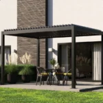 3×6 4×6 Exterior Sun Shade Pergola Aluminium Louvered Pergolas Motorized Electric Waterproof Bioclimatic Pergola Roof Kit Gazebo
