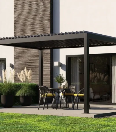 3x6 4x6 Exterior Sun Shade Pergola Aluminium Louvered Pergolas Motorized Electric Waterproof Bioclimatic Pergola Roof Kit Gazebo 1