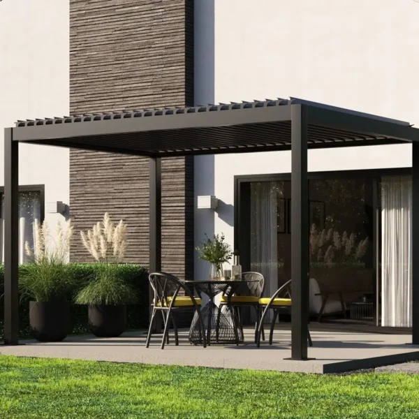 3×6 4×6 Exterior Sun Shade Pergola Aluminium Louvered Pergolas Motorized Electric Waterproof Bioclimatic Pergola Roof Kit Gazebo