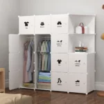 Plastic Cube Storage Bins, Bedroom Armoire With Doors, DIY Toys Organizer Shelves, Clothes Dresser Closet Modular Cabinet