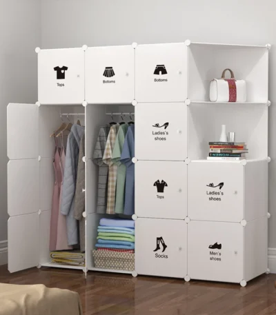 Plastic Cube Storage Bins, Bedroom Armoire With Doors, DIY Toys Organizer Shelves, Clothes Dresser Closet Modular Cabinet 1