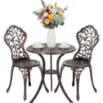 Roomark 3tlg Bistro Set, garden furniture set from cast aluminum up to 120kg, balcony furniture set antique with 2 Chairs & 1 table for garden terrace