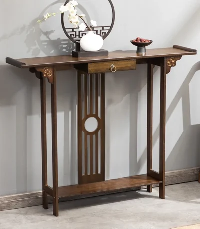 Chinese Style Hall Console Table, Accent Table, Entryway with Drawer, Storage Shelf, Wood Furniture 1