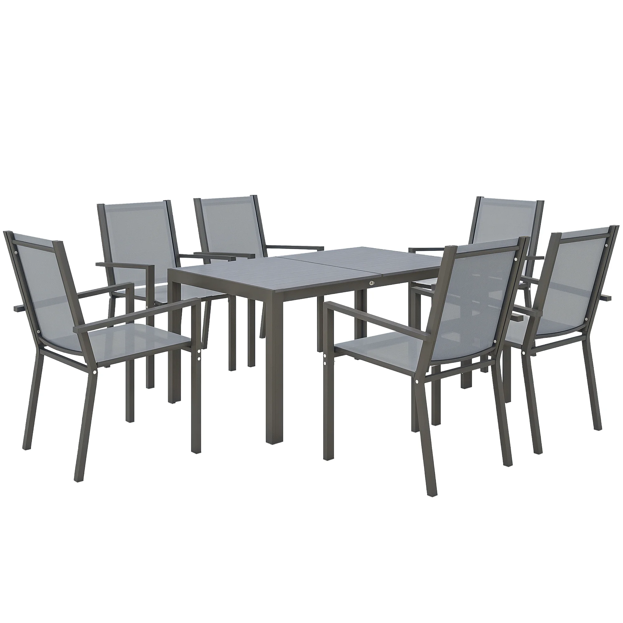 Outsunny Garden Table and Chair Set with Stackable Chairs and Steel Frame for Terrace Patio Light Gray Outsunny Garden Table and Chair Set with Stackable Chairs and Steel Frame for Terrace Patio Light Gray