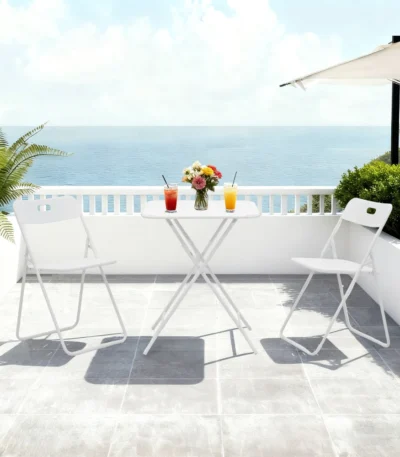 3 Piece Folding Bistro Set Outdoor Patio Furniture Steel with E-Coating 2 Folding Chairs and 1 Table 1