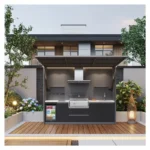 Customized Outdoor Kitchen BBQ Closeable Shed Complete Closed Alfresco Modular Best Designs Black Weatherproof for Patio
