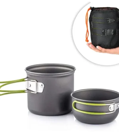 Camping Cookware Mess Kit Ultralight Camping Pot Set Outdoor Cooking Tableware for Hiking Trekking Picnic Fishing Mountaineering 1