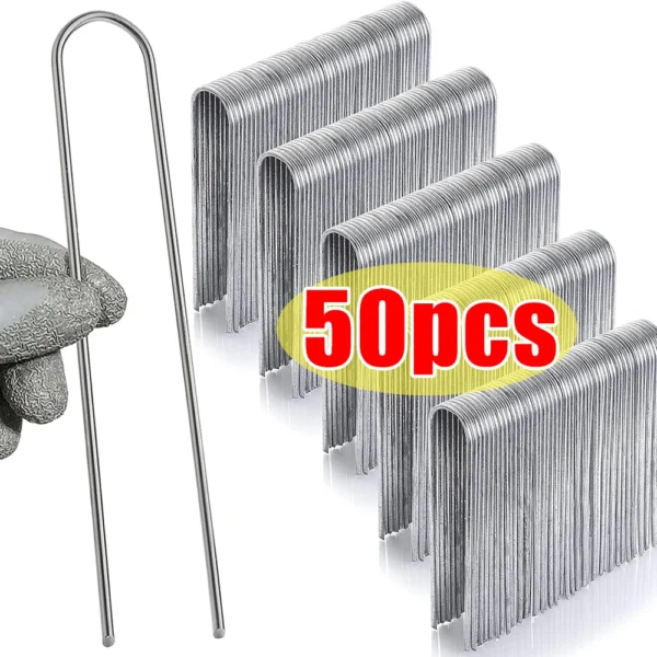 U-type Garden Staples Heavy-duty Fence Tubing Stakes Sod Pins Galvanized Landscape Spike for Holding Lawns Barrier Ground Nail