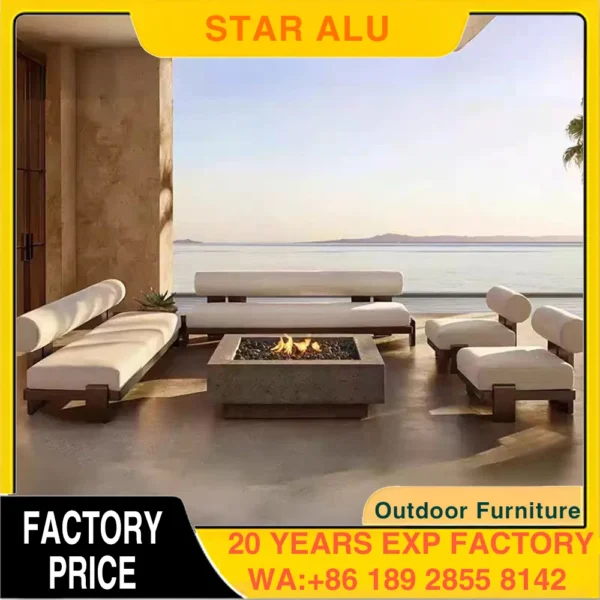 Modern Aluminum Outdoor Modular Sofa Set Weatherproof Garden Furniture for Luxury Villa Hotel Terrace