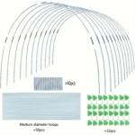 Greenhouse hoops suitable for DIY or wider plant tunnels, rust resistant fiberglass poles, and plant supported garden stakes