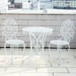 #Outdoor Round Garden Table and Chair Set Balcony Patio Furniture Set Modern Luxury Terrace Table and Chair Three-Piece for Yard