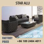 3-Seater Outdoor Rattan Sofa Set | Deep Grey Wicker Patio Furniture | Waterproof Aluminum Frame | Garden Balcony Terrace Deck