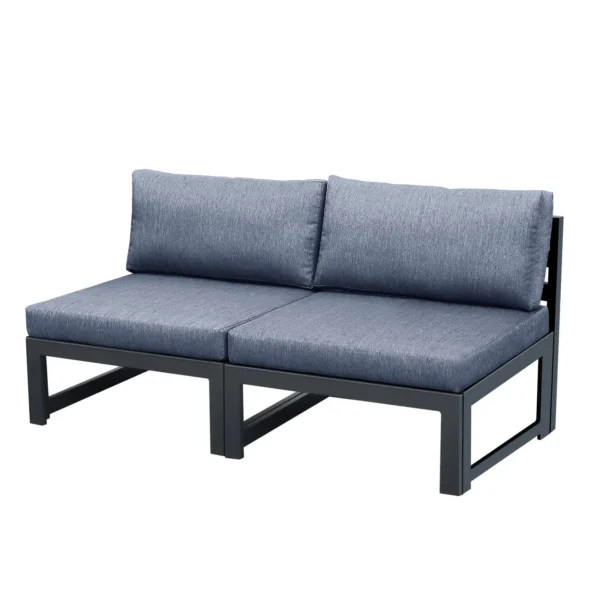 Patio Sectional love seat armless Sofa Set Furniture Couch Aluminum With Gray Cushions Outdoor