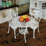 2024 New Design Modern Outdoor Aluminum Dining Set, Waterproof 3-Piece Patio Table & Chairs