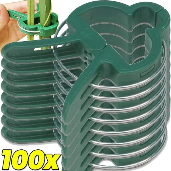 20/100x Plant Fixed Clips Reusable Garden Bracket for Tomato Cucumber Climbing Plants Vine Organizing Branch Support Clip Tools