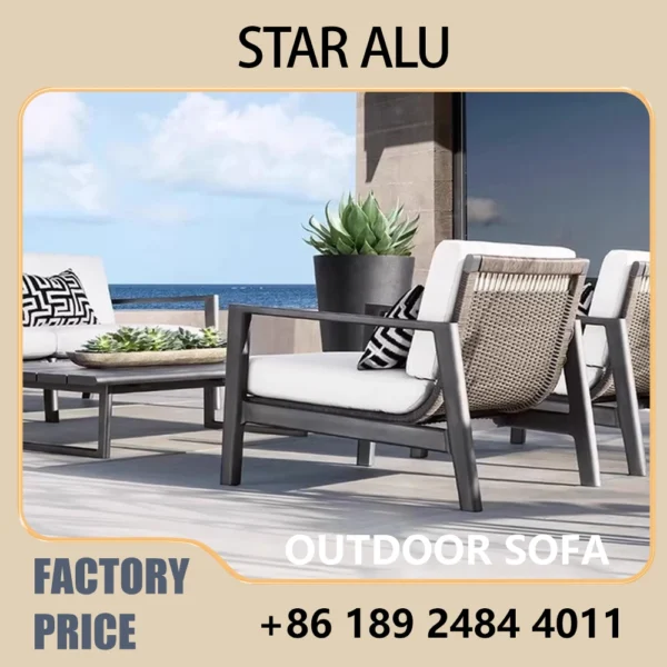 Modern Outdoor Sofa Set – Weather-Resistant Woven Patio Furniture with Cushions for Balcony, Deck, Poolside