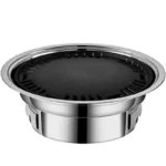 Japanese Korean Stainless Steel Hibachi BBQ Picnic Table Round Grill Outdoor & Indoor Barbecue Stove Cooker Portable